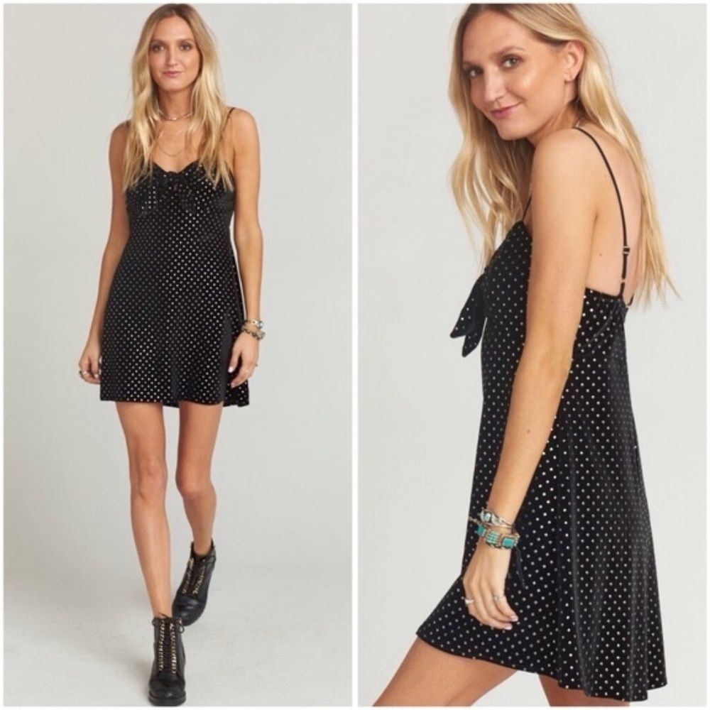 Show Me Your Mumu Black Velvet Stud Constance Dress Medium